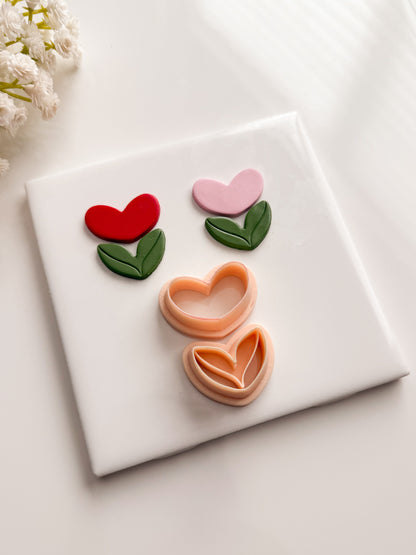 Valentine Flower Clay Cutter | Valentine Flower Polymer Clay Cutter for DIY Love-Themed Earrings Floral Jewelry and Handmade Valentine's Accessories
