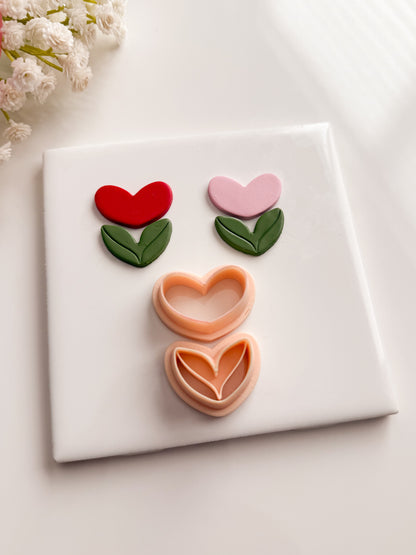 Valentine Flower Clay Cutter | Valentine Flower Polymer Clay Cutter for DIY Love-Themed Earrings Floral Jewelry and Handmade Valentine's Accessories