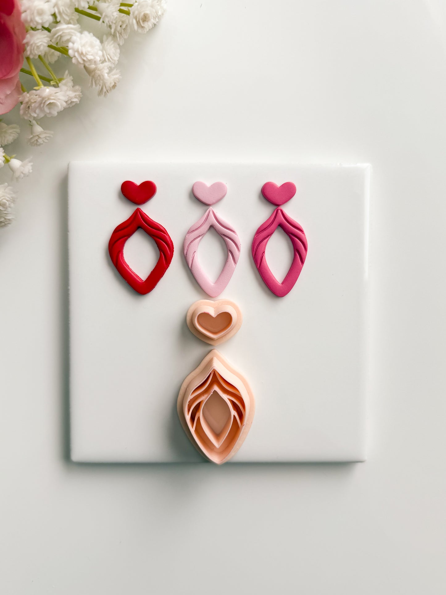 Heart Dangle No. 3 Clay Cutter | Heart Dangle No. 3 Polymer Clay Cutter for DIY Elegant Earrings Valentine Jewelry and Handmade Romantic Accessories
