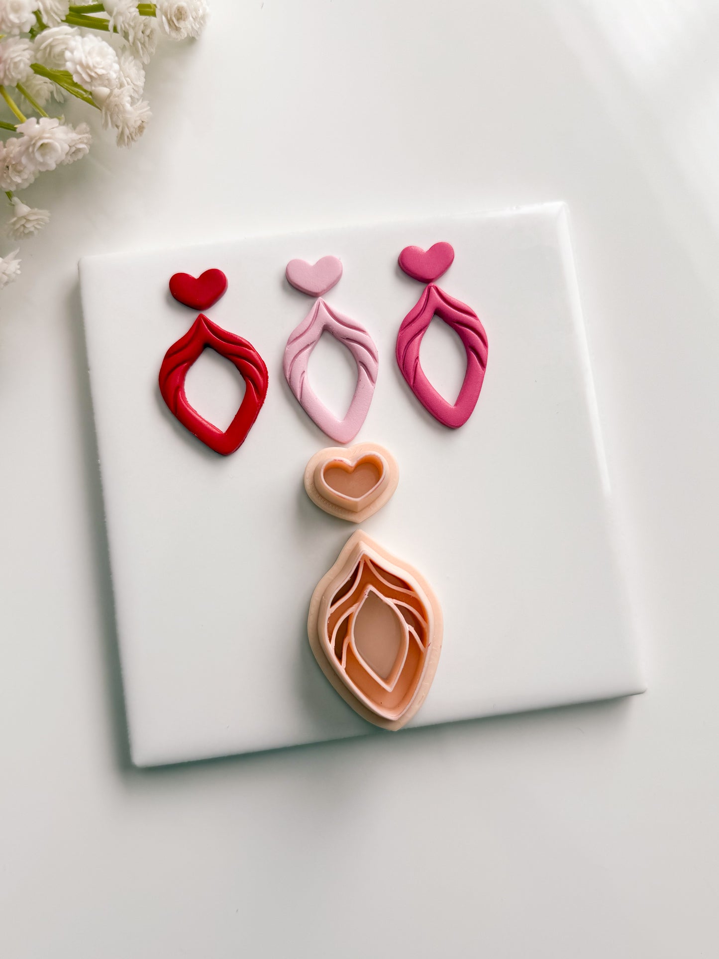 Heart Dangle No. 3 Clay Cutter | Heart Dangle No. 3 Polymer Clay Cutter for DIY Elegant Earrings Valentine Jewelry and Handmade Romantic Accessories