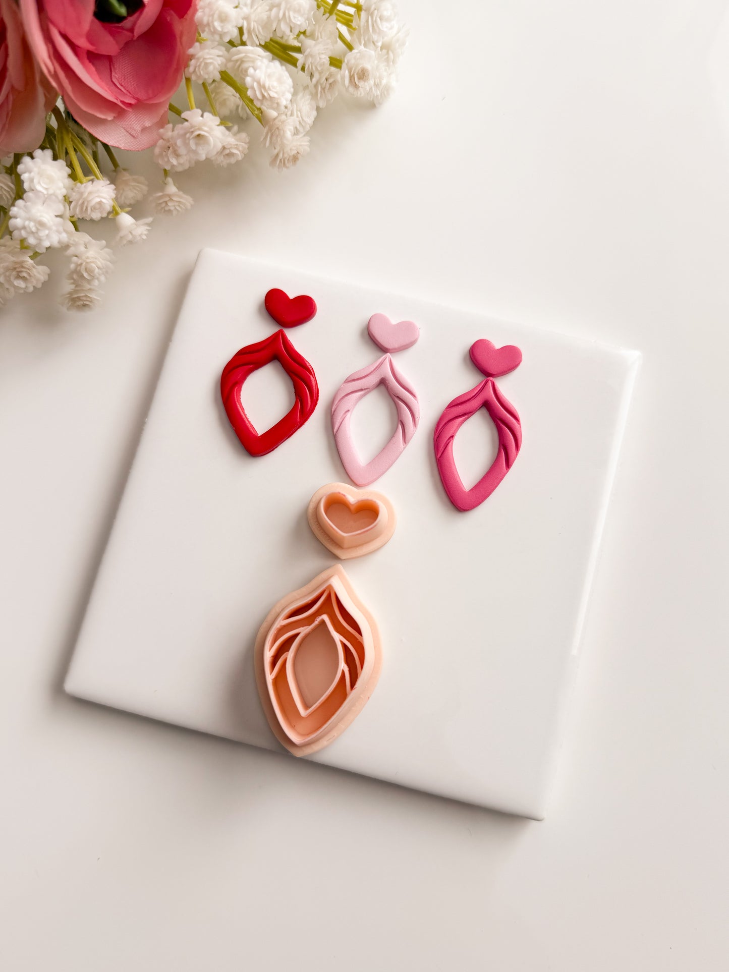 Heart Dangle No. 3 Clay Cutter | Heart Dangle No. 3 Polymer Clay Cutter for DIY Elegant Earrings Valentine Jewelry and Handmade Romantic Accessories