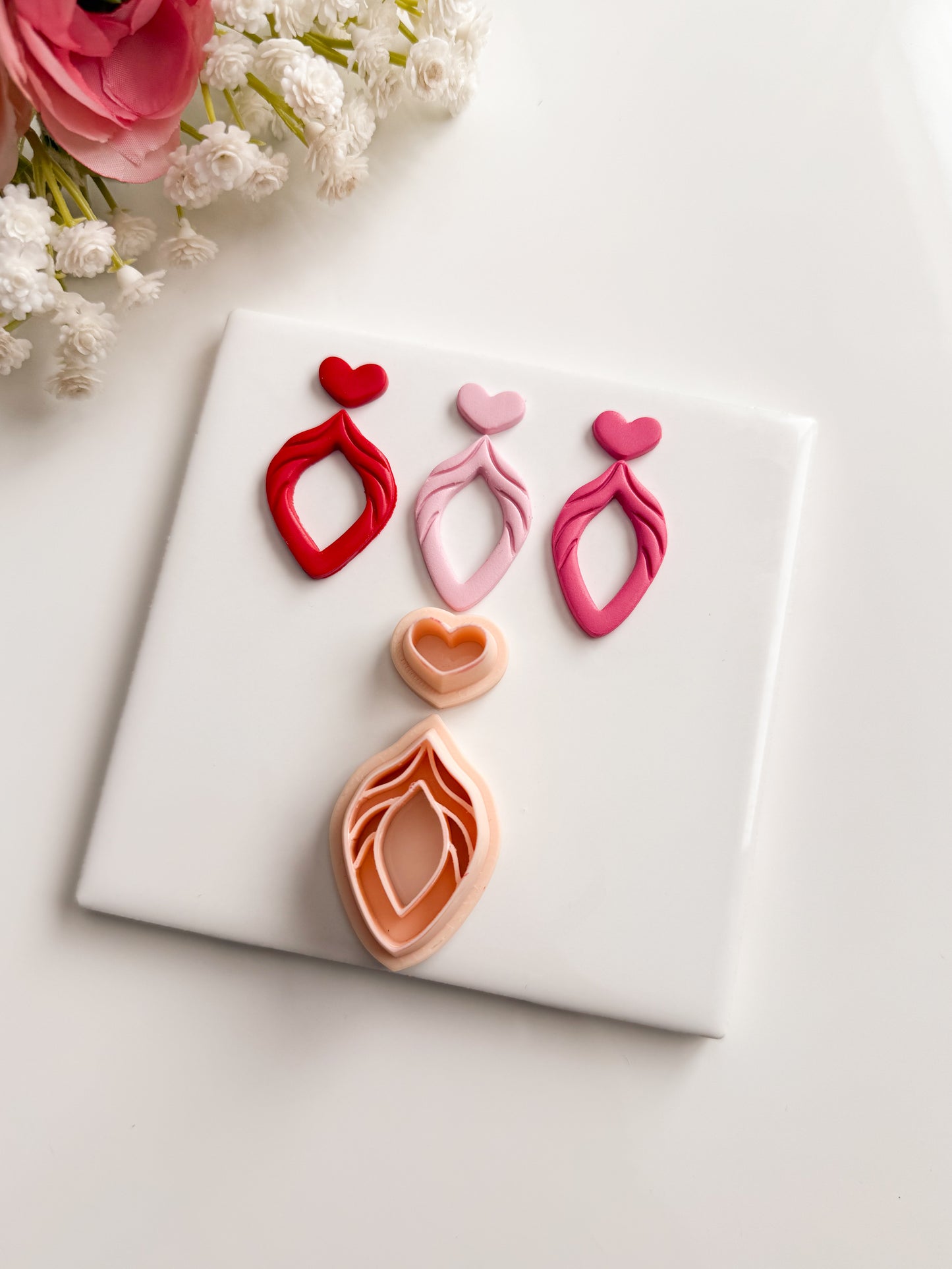 Heart Dangle No. 3 Clay Cutter | Heart Dangle No. 3 Polymer Clay Cutter for DIY Elegant Earrings Valentine Jewelry and Handmade Romantic Accessories