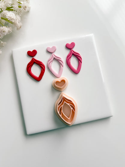 Heart Dangle No. 3 Clay Cutter | Heart Dangle No. 3 Polymer Clay Cutter for DIY Elegant Earrings Valentine Jewelry and Handmade Romantic Accessories