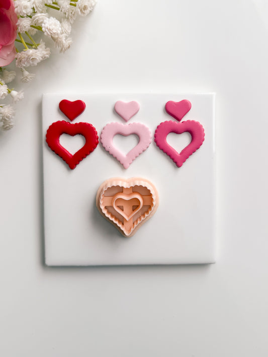 Scallop Heart Cutout No. 1 Clay Cutter | Scallop Heart Cutout No. 1 Polymer Clay Cutter for DIY Romantic Earrings Love-Themed Jewelry and Handmade Valentine's Accessories