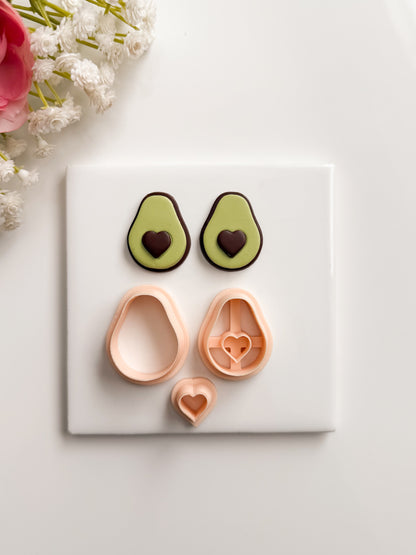 Heart Avocado Clay Cutter | Heart Avocado Polymer Clay Cutter for DIY Cute Earrings Food-Themed Jewelry and Handmade Fun Accessories
