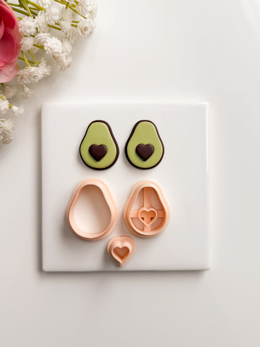 Heart Avocado Clay Cutter | Heart Avocado Polymer Clay Cutter for DIY Cute Earrings Food-Themed Jewelry and Handmade Fun Accessories