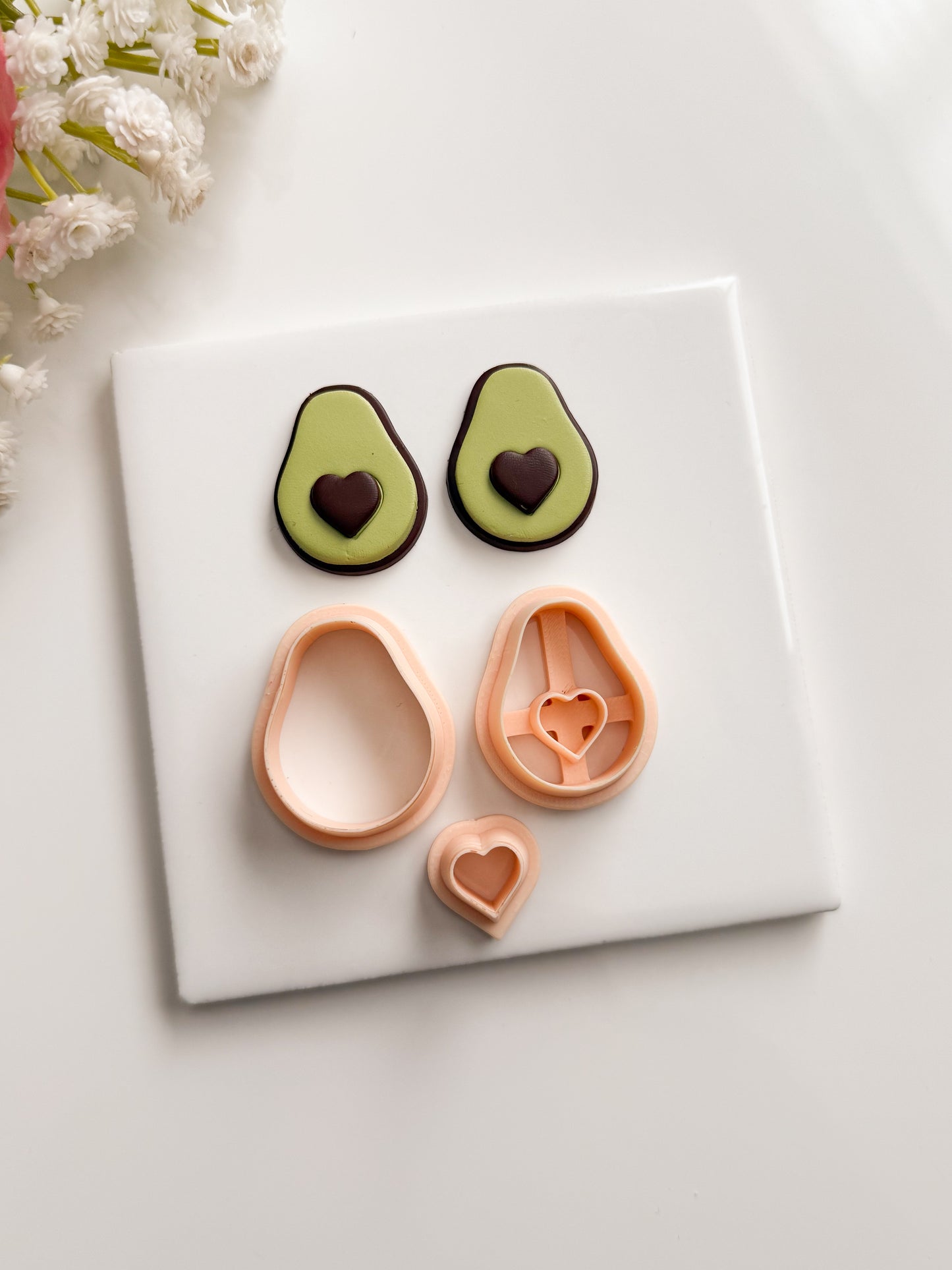 Heart Avocado Clay Cutter | Heart Avocado Polymer Clay Cutter for DIY Cute Earrings Food-Themed Jewelry and Handmade Fun Accessories