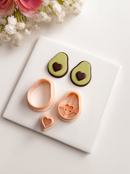 Heart Avocado Clay Cutter | Heart Avocado Polymer Clay Cutter for DIY Cute Earrings Food-Themed Jewelry and Handmade Fun Accessories