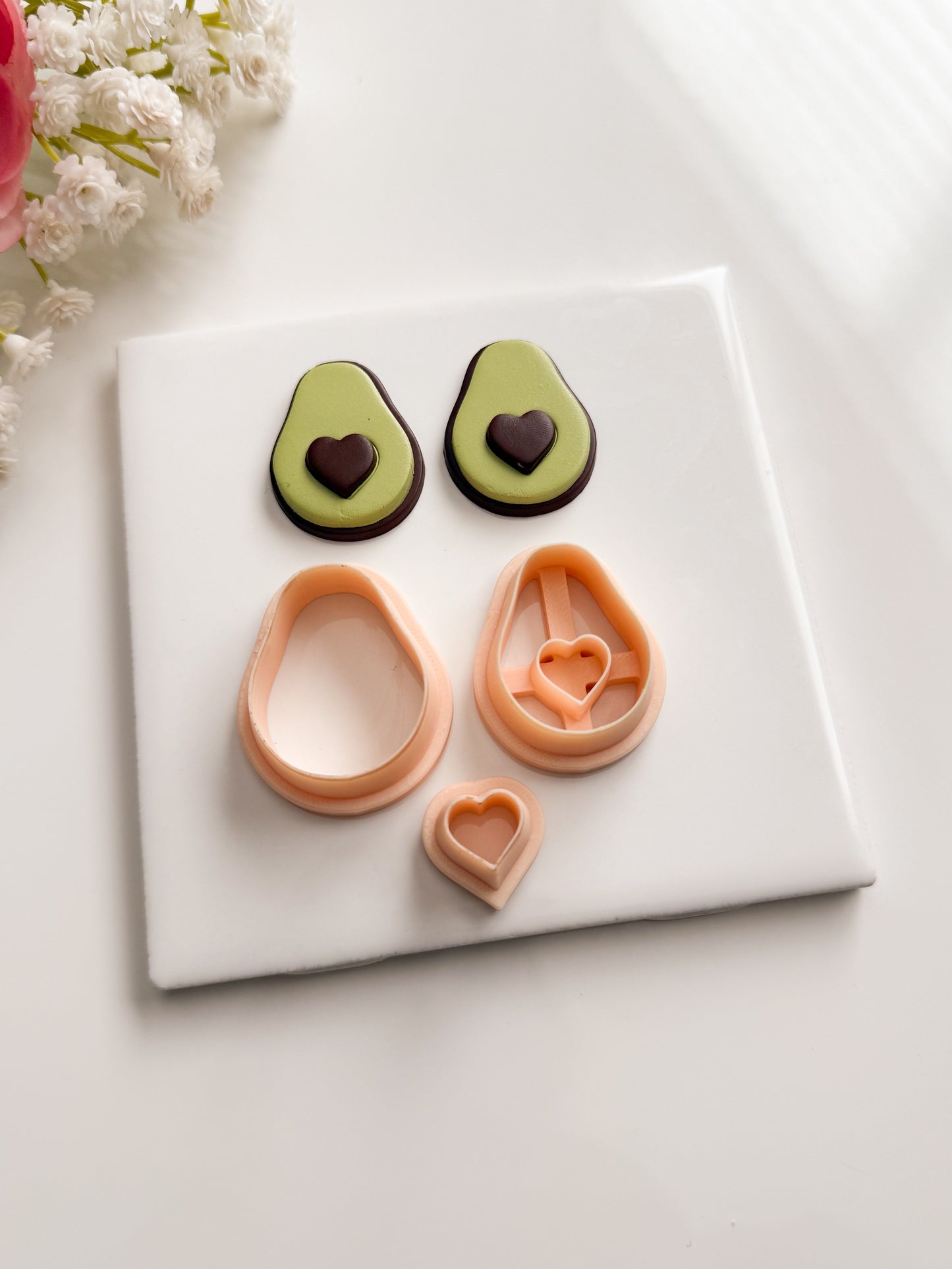 Heart Avocado Clay Cutter | Heart Avocado Polymer Clay Cutter for DIY Cute Earrings Food-Themed Jewelry and Handmade Fun Accessories