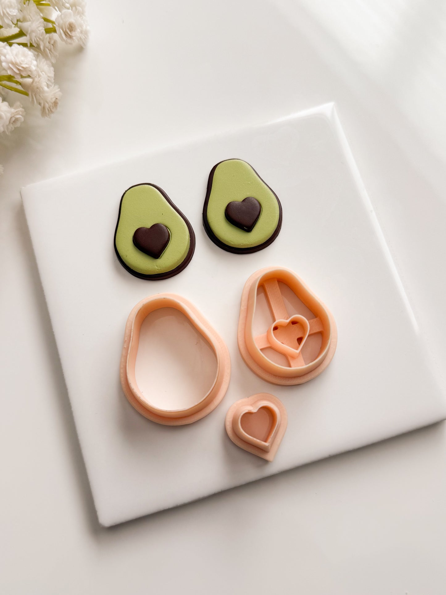 Heart Avocado Clay Cutter | Heart Avocado Polymer Clay Cutter for DIY Cute Earrings Food-Themed Jewelry and Handmade Fun Accessories