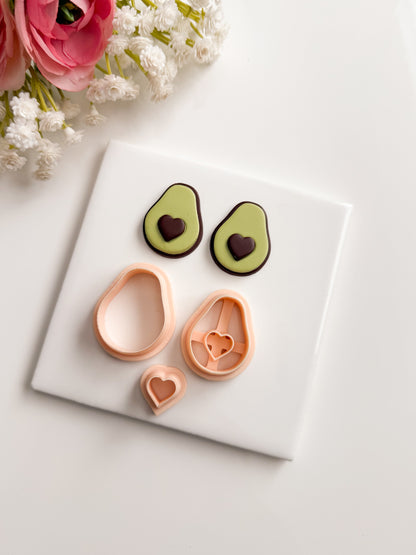 Heart Avocado Clay Cutter | Heart Avocado Polymer Clay Cutter for DIY Cute Earrings Food-Themed Jewelry and Handmade Fun Accessories