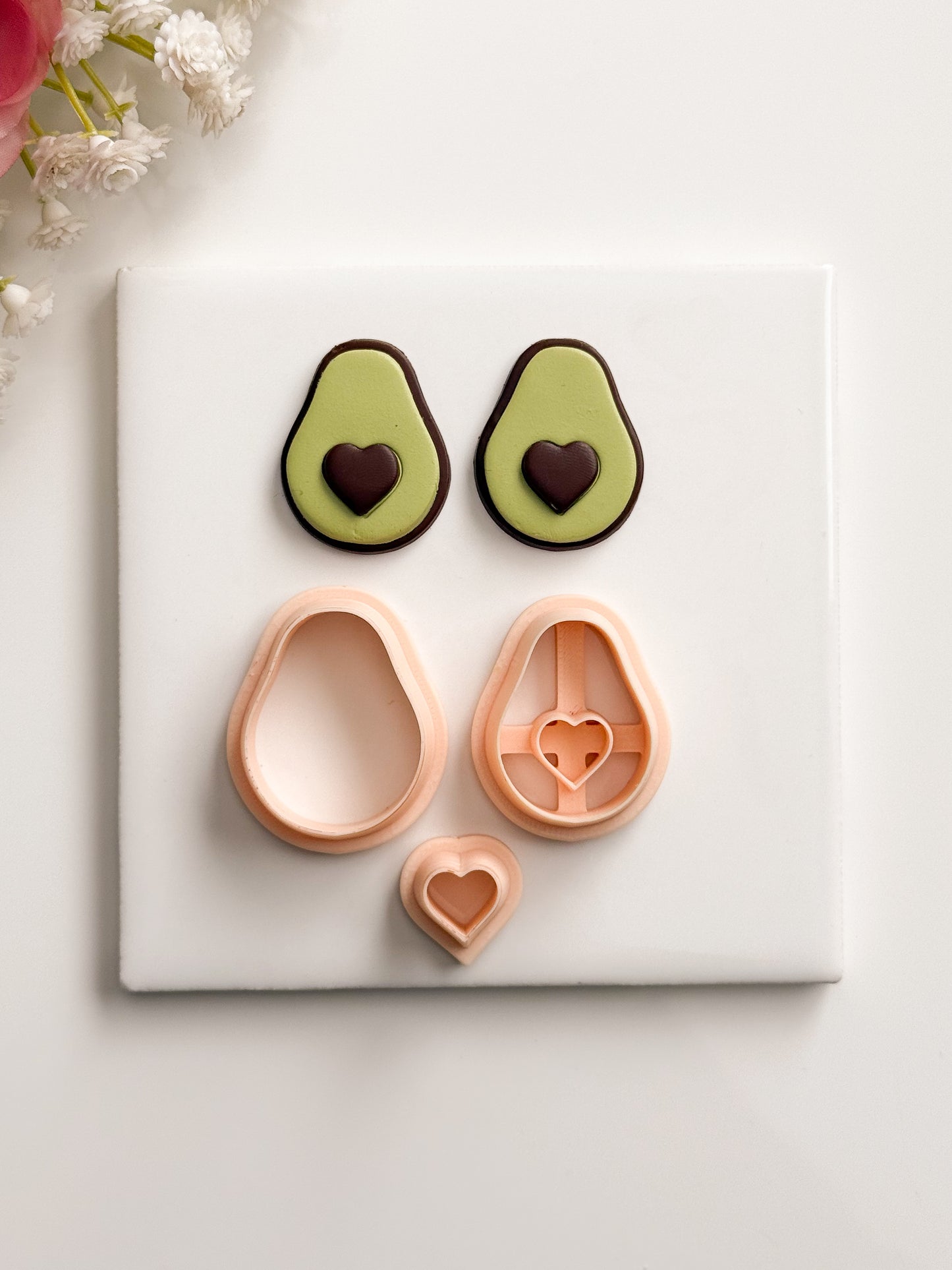 Heart Avocado Clay Cutter | Heart Avocado Polymer Clay Cutter for DIY Cute Earrings Food-Themed Jewelry and Handmade Fun Accessories