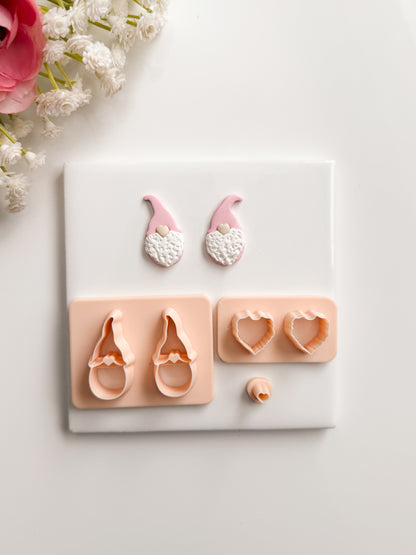 Valentine Gnome No. 7 Clay Cutter | Valentine Gnome No. 7 Polymer Clay Cutter for DIY Holiday Earrings Cute Gnome-Themed Jewelry and Handmade Valentine Accessories