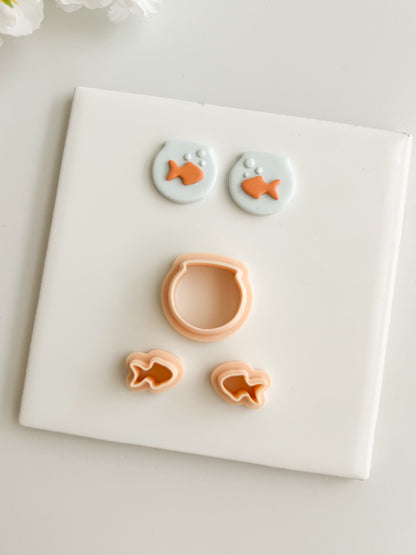 Fishbowl with Fish Clay Cutter | Fishbowl with Fish Polymer Clay Cutter for DIY Cute Earrings Aquarium-Themed Jewelry and Handmade Fun Accessories