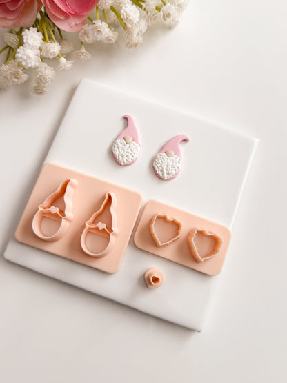 Valentine Gnome No. 7 Clay Cutter | Valentine Gnome No. 7 Polymer Clay Cutter for DIY Holiday Earrings Cute Gnome-Themed Jewelry and Handmade Valentine Accessories