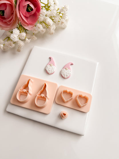 Valentine Gnome No. 7 Clay Cutter | Valentine Gnome No. 7 Polymer Clay Cutter for DIY Holiday Earrings Cute Gnome-Themed Jewelry and Handmade Valentine Accessories