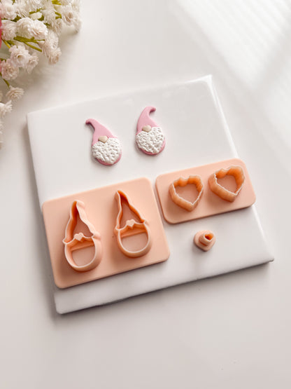 Valentine Gnome No. 7 Clay Cutter | Valentine Gnome No. 7 Polymer Clay Cutter for DIY Holiday Earrings Cute Gnome-Themed Jewelry and Handmade Valentine Accessories