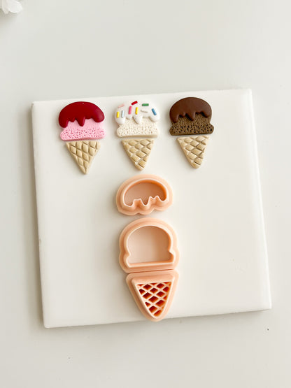 Ice Cream 3 Part Clay Cutter | Ice Cream 3 Part Polymer Clay Cutter for DIY Ice Cream Earrings Food-Themed Jewelry and Handmade Summer Accessories
