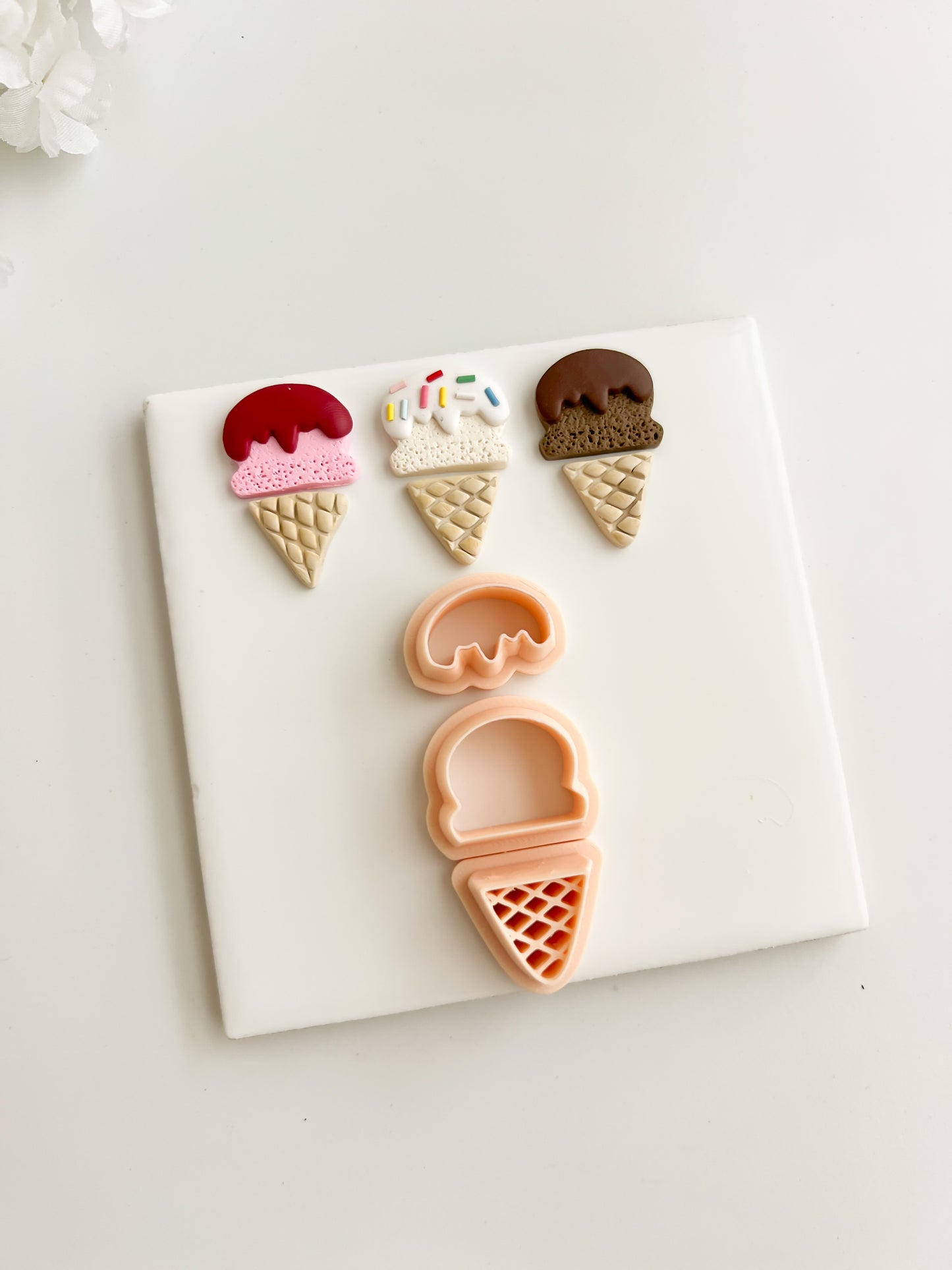 Ice Cream 3 Part Clay Cutter | Ice Cream 3 Part Polymer Clay Cutter for DIY Ice Cream Earrings Food-Themed Jewelry and Handmade Summer Accessories