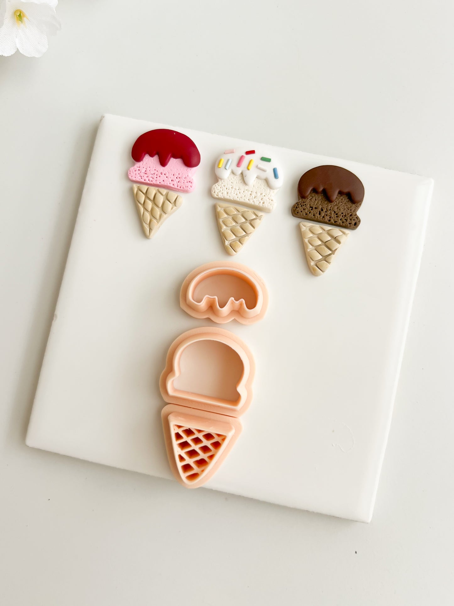 Ice Cream 3 Part Clay Cutter | Ice Cream 3 Part Polymer Clay Cutter for DIY Ice Cream Earrings Food-Themed Jewelry and Handmade Summer Accessories