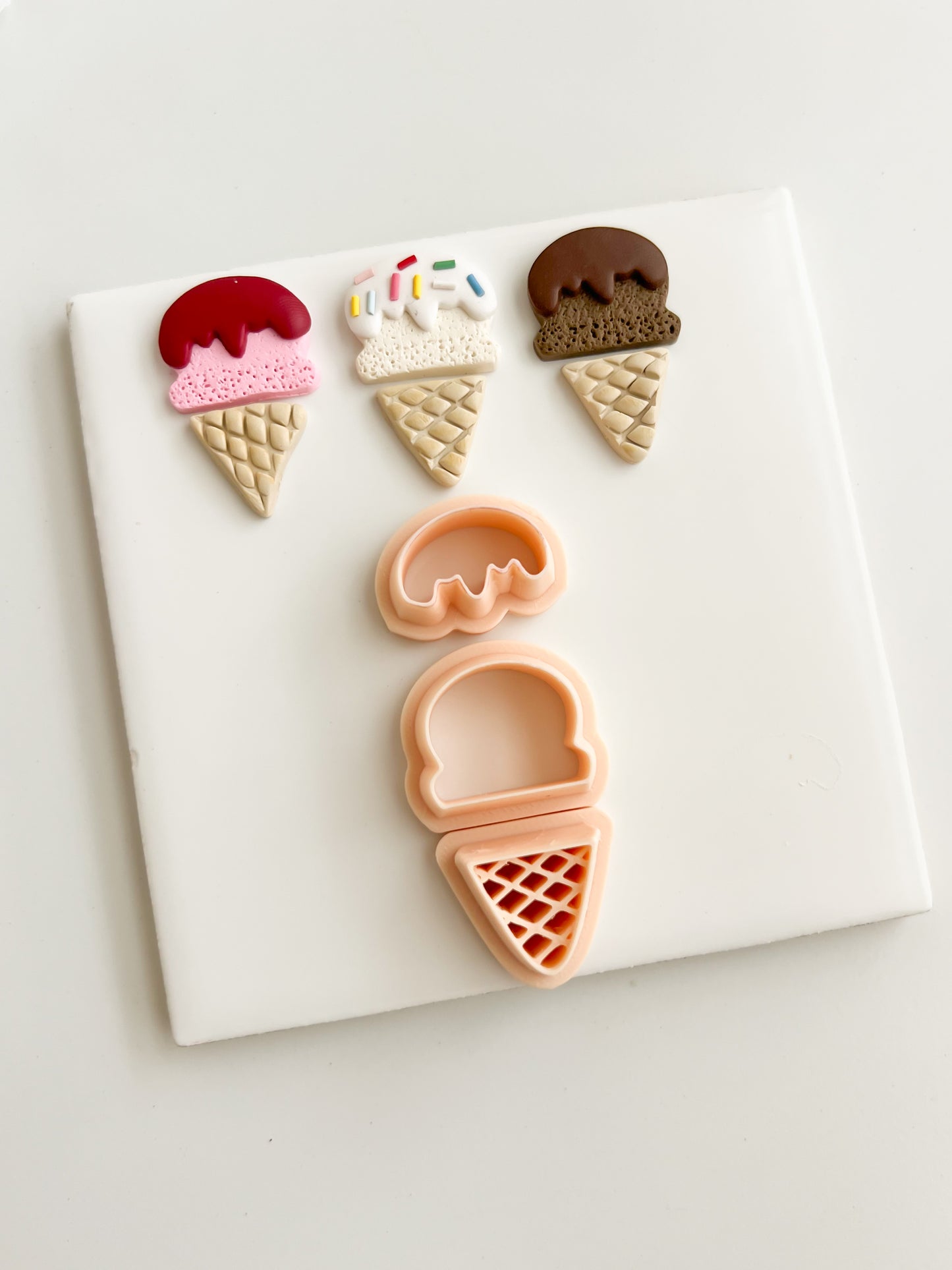 Ice Cream 3 Part Clay Cutter | Ice Cream 3 Part Polymer Clay Cutter for DIY Ice Cream Earrings Food-Themed Jewelry and Handmade Summer Accessories