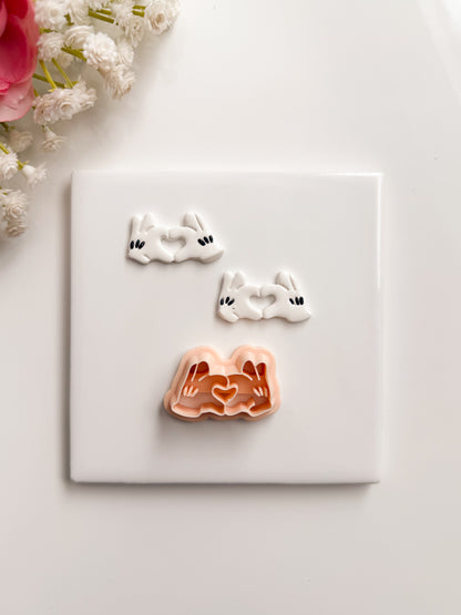 Mickey Mouse Heart Glove Clay Cutter | Mickey Mouse Heart Glove Polymer Clay Cutter for DIY Disney Earrings Cute Jewelry and Handmade Valentine's Accessories