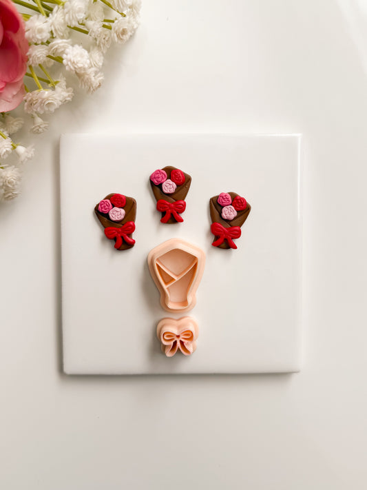 Rose Bouquet No. 1 Clay Cutter | Rose Bouquet No. 1 Polymer Clay Cutter for DIY Wedding Earrings Floral Jewelry and Handmade Romantic Accessories
