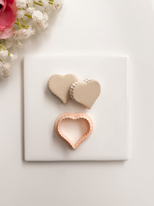 Scalloped Sugar Heart Cookie Clay Cutter | Scalloped Sugar Heart Cookie Polymer Clay Cutter for DIY Sweet Earrings Bakery Jewelry and Handmade Valentine's Accessories