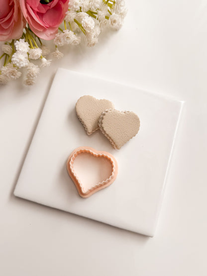 Scalloped Sugar Heart Cookie Clay Cutter | Scalloped Sugar Heart Cookie Polymer Clay Cutter for DIY Sweet Earrings Bakery Jewelry and Handmade Valentine's Accessories