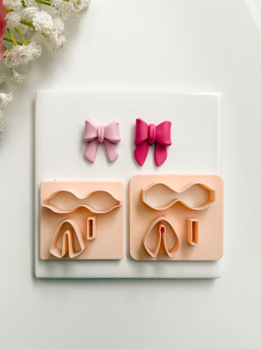 Coquette Ribbon Set of Two Clay Cutter | Coquette Ribbon Set of Two Polymer Clay Cutter for DIY Elegant Earrings Chic-Themed Jewelry and Handmade Fashion Accessories