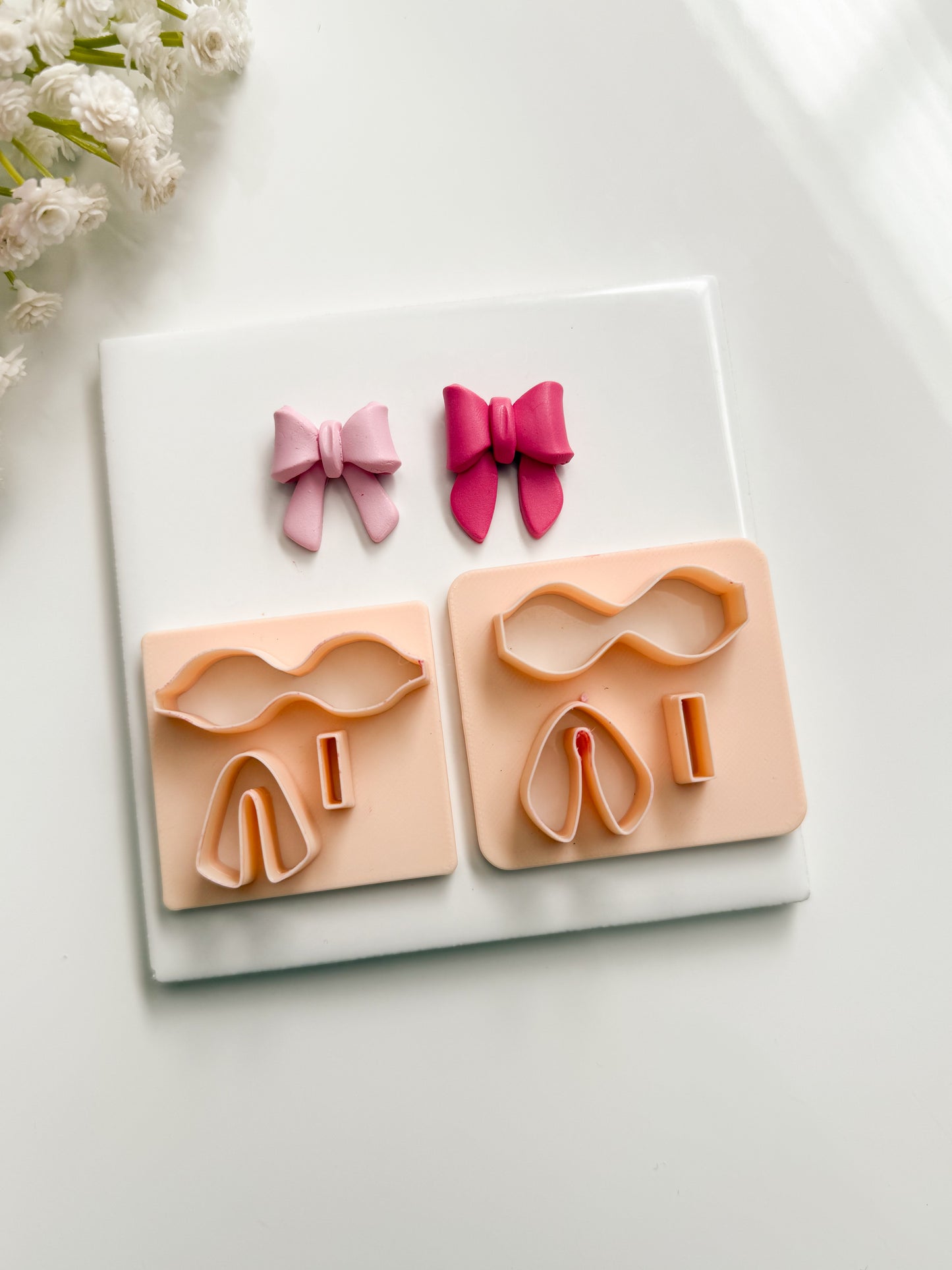 Coquette Ribbon Set of Two Clay Cutter | Coquette Ribbon Set of Two Polymer Clay Cutter for DIY Elegant Earrings Chic-Themed Jewelry and Handmade Fashion Accessories