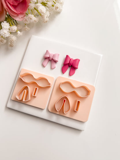 Coquette Ribbon Set of Two Clay Cutter | Coquette Ribbon Set of Two Polymer Clay Cutter for DIY Elegant Earrings Chic-Themed Jewelry and Handmade Fashion Accessories