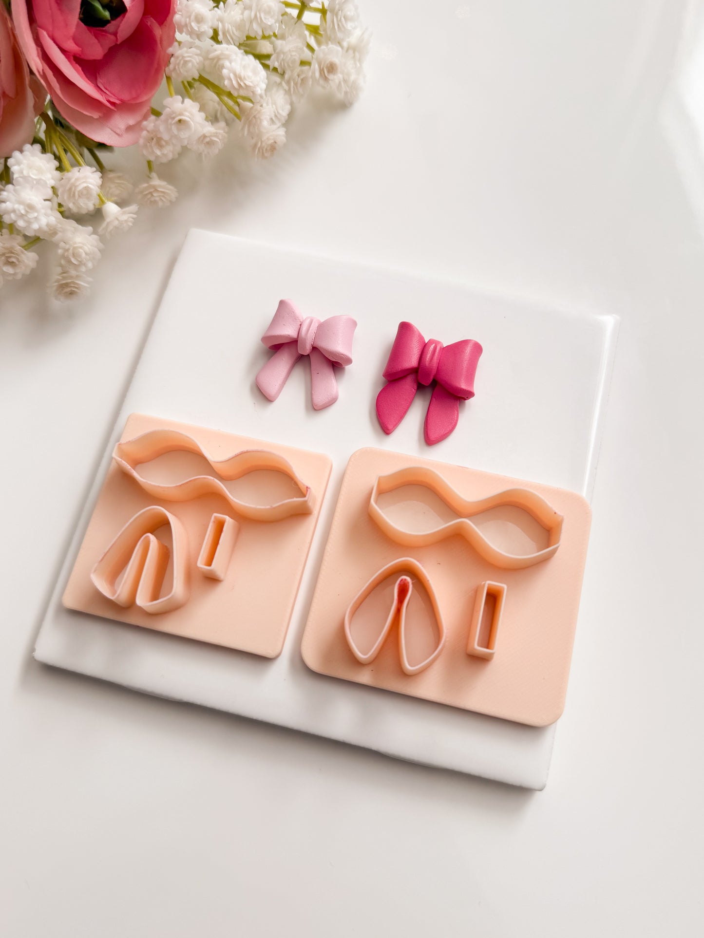 Coquette Ribbon Set of Two Clay Cutter | Coquette Ribbon Set of Two Polymer Clay Cutter for DIY Elegant Earrings Chic-Themed Jewelry and Handmade Fashion Accessories