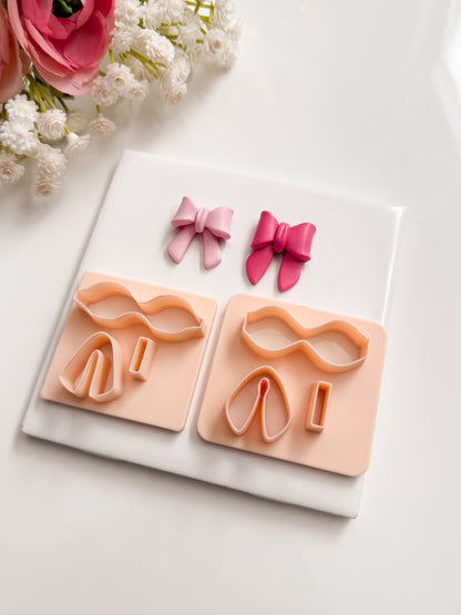 Coquette Ribbon Set of Two Clay Cutter | Coquette Ribbon Set of Two Polymer Clay Cutter for DIY Elegant Earrings Chic-Themed Jewelry and Handmade Fashion Accessories