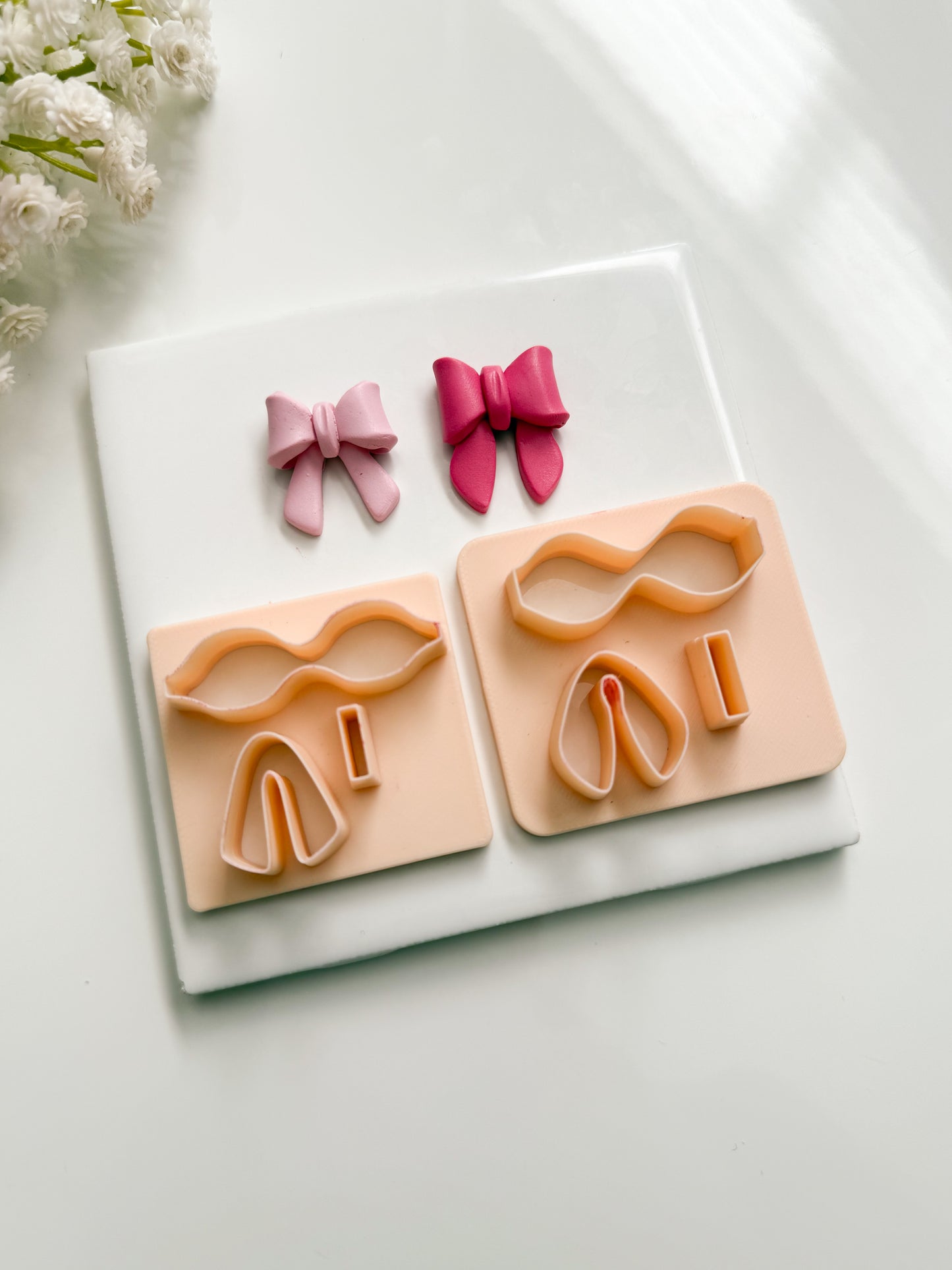 Coquette Ribbon Set of Two Clay Cutter | Coquette Ribbon Set of Two Polymer Clay Cutter for DIY Elegant Earrings Chic-Themed Jewelry and Handmade Fashion Accessories