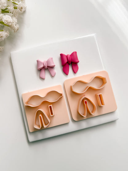 Coquette Ribbon Set of Two Clay Cutter | Coquette Ribbon Set of Two Polymer Clay Cutter for DIY Elegant Earrings Chic-Themed Jewelry and Handmade Fashion Accessories