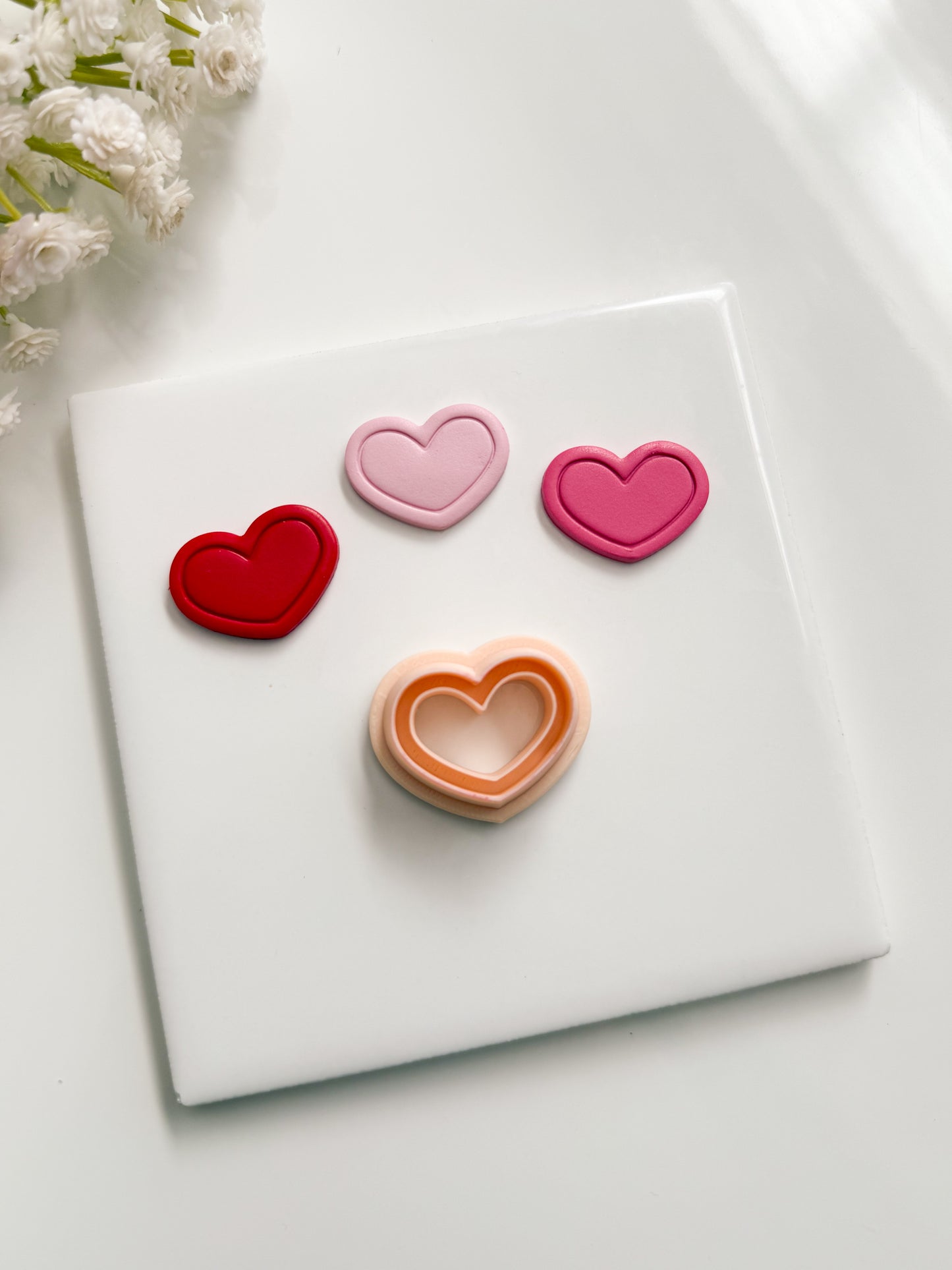 Valentine Heart Emboss No. 5 Clay Cutter | Valentine Heart Emboss No. 5 Polymer Clay Cutter for DIY Heart Earrings Elegant Jewelry and Handmade Valentine's Crafts