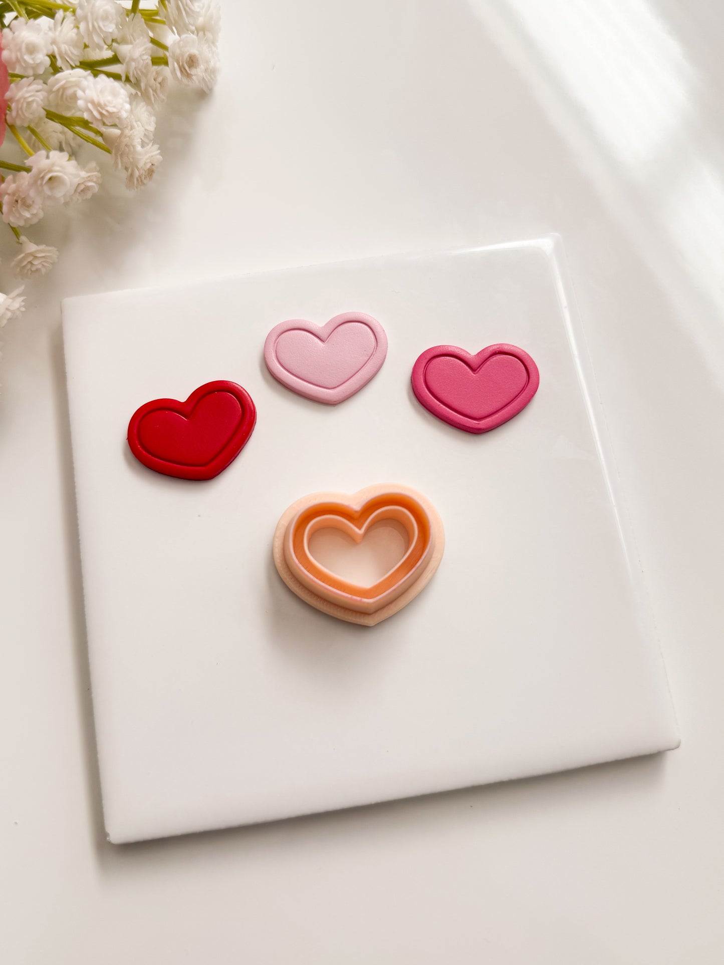 Valentine Heart Emboss No. 5 Clay Cutter | Valentine Heart Emboss No. 5 Polymer Clay Cutter for DIY Heart Earrings Elegant Jewelry and Handmade Valentine's Crafts