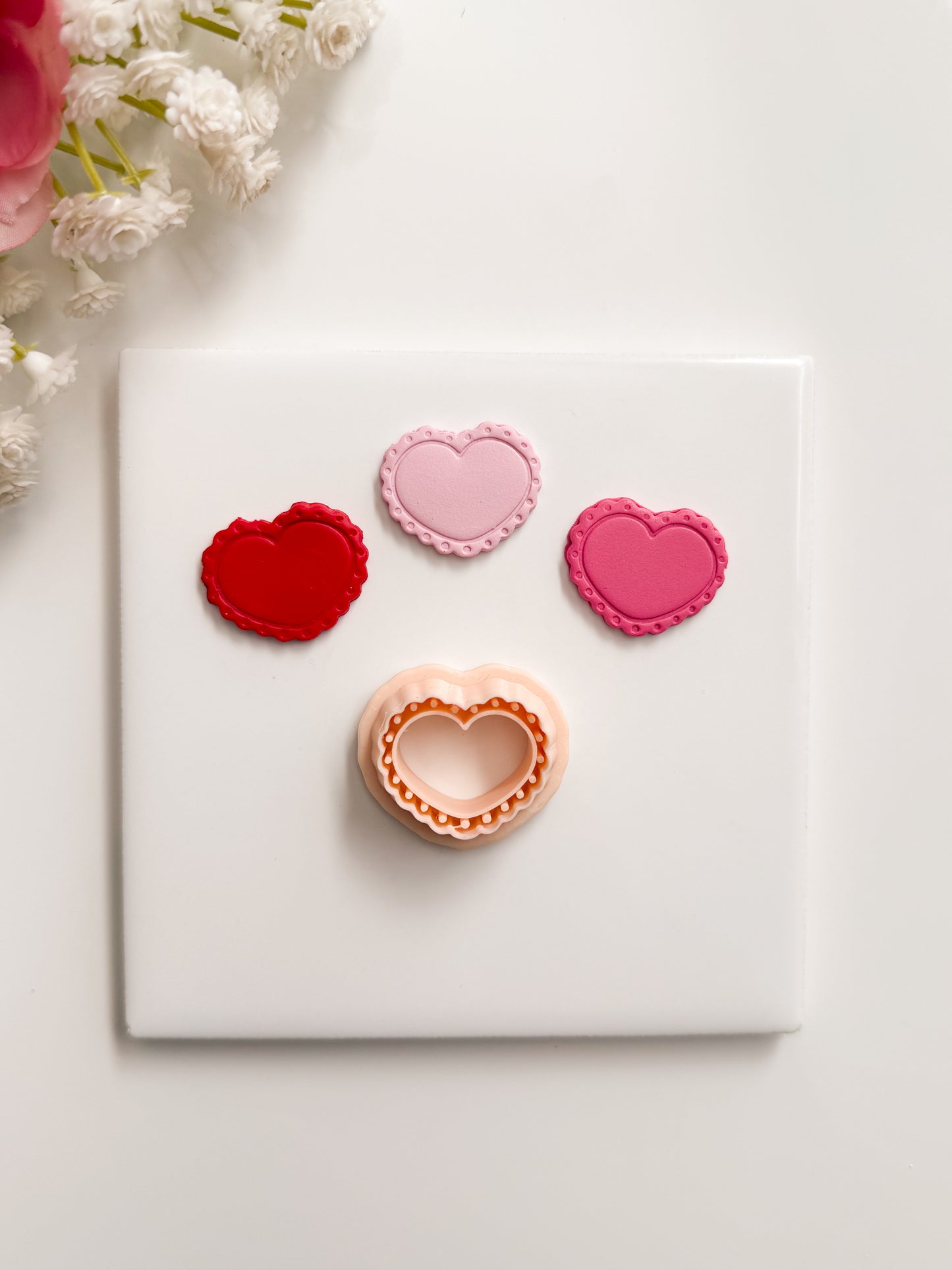 Scallop Heart Emboss No. 2 Clay Cutter | Scallop Heart Emboss No. 2 Polymer Clay Cutter for DIY Love Earrings Embossed Jewelry and Handmade Valentine's Accessories