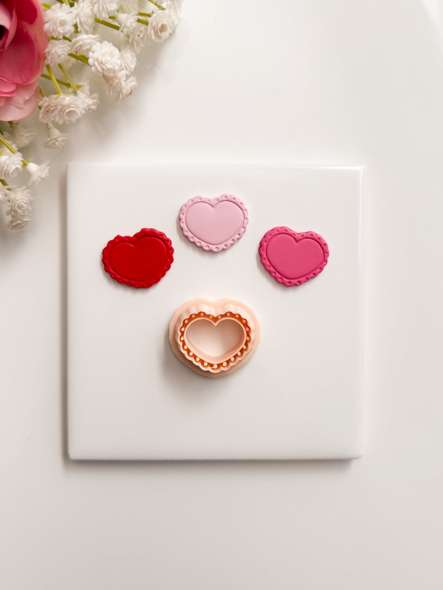 Scallop Heart Emboss No. 2 Clay Cutter | Scallop Heart Emboss No. 2 Polymer Clay Cutter for DIY Love Earrings Embossed Jewelry and Handmade Valentine's Accessories