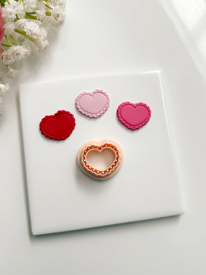 Scallop Heart Emboss No. 2 Clay Cutter | Scallop Heart Emboss No. 2 Polymer Clay Cutter for DIY Love Earrings Embossed Jewelry and Handmade Valentine's Accessories