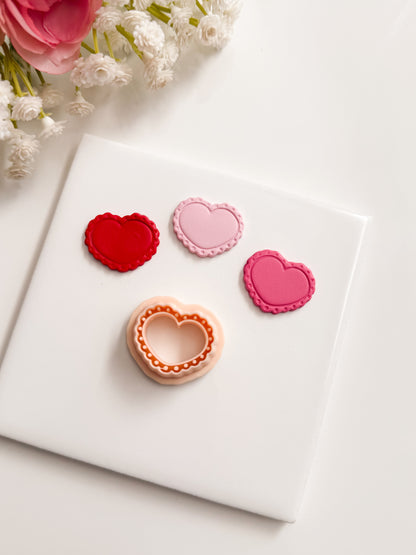 Scallop Heart Emboss No. 2 Clay Cutter | Scallop Heart Emboss No. 2 Polymer Clay Cutter for DIY Love Earrings Embossed Jewelry and Handmade Valentine's Accessories