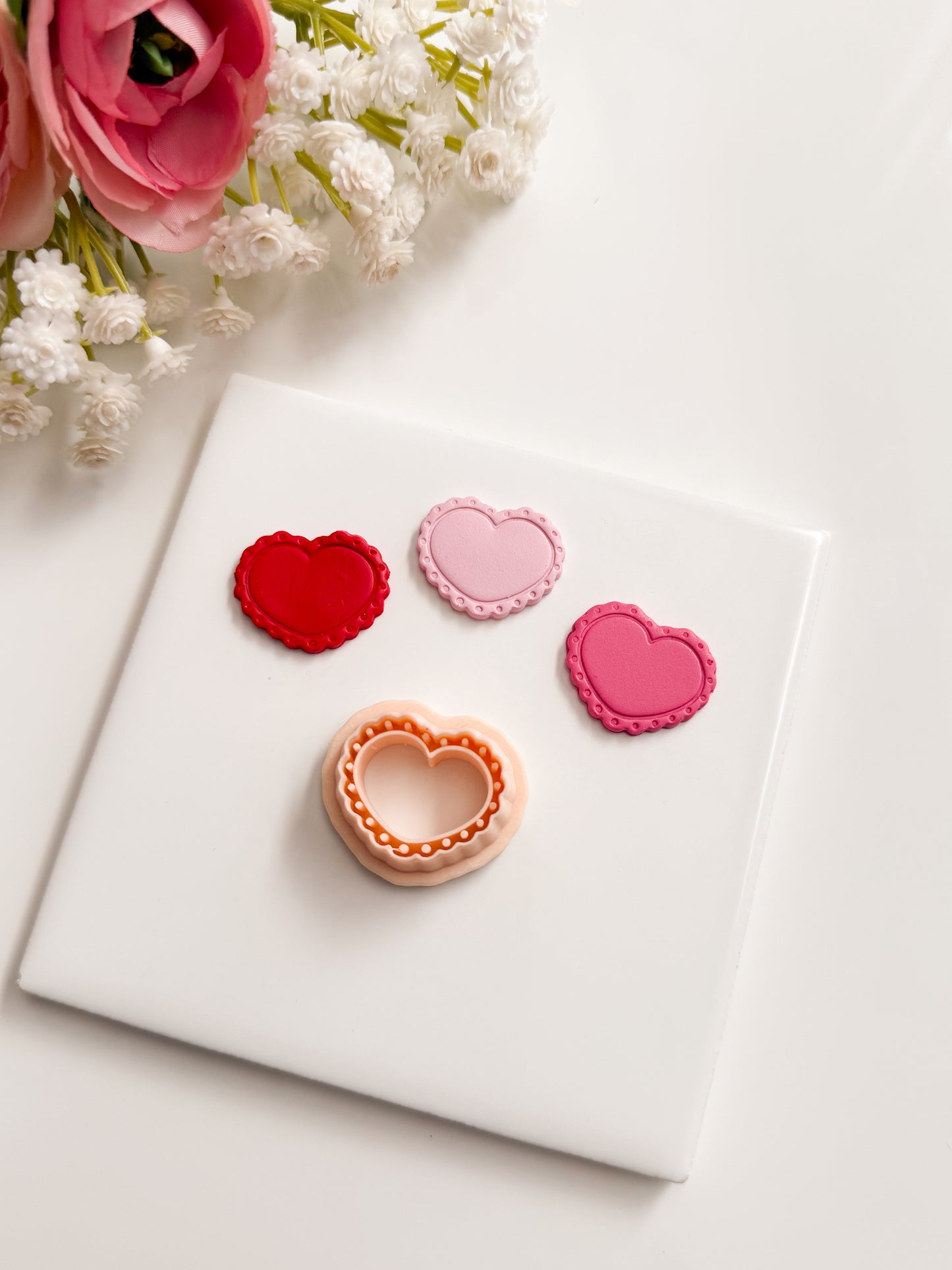 Scallop Heart Emboss No. 2 Clay Cutter | Scallop Heart Emboss No. 2 Polymer Clay Cutter for DIY Love Earrings Embossed Jewelry and Handmade Valentine's Accessories