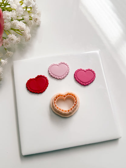 Scallop Heart Emboss No. 2 Clay Cutter | Scallop Heart Emboss No. 2 Polymer Clay Cutter for DIY Love Earrings Embossed Jewelry and Handmade Valentine's Accessories