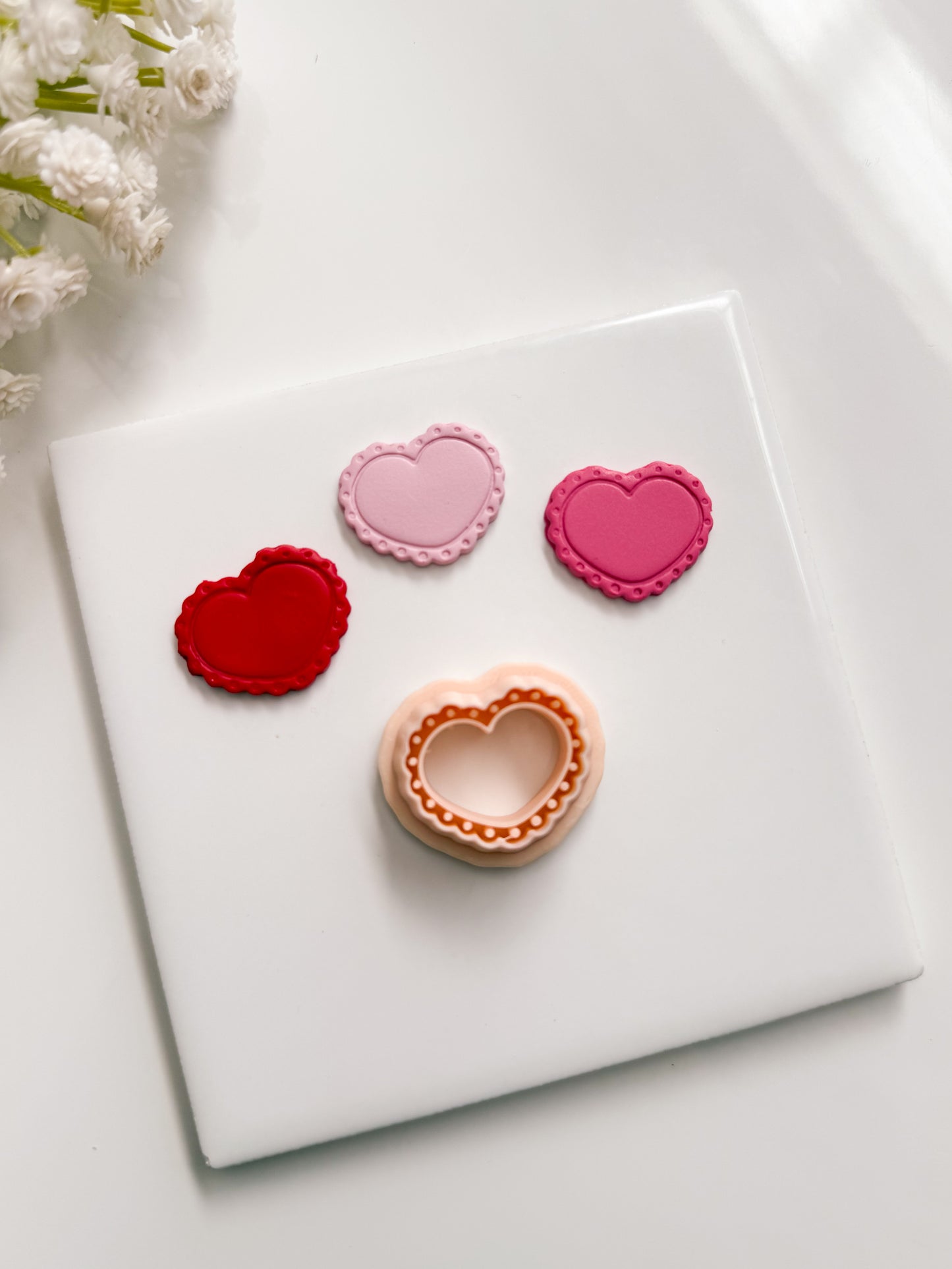 Scallop Heart Emboss No. 2 Clay Cutter | Scallop Heart Emboss No. 2 Polymer Clay Cutter for DIY Love Earrings Embossed Jewelry and Handmade Valentine's Accessories