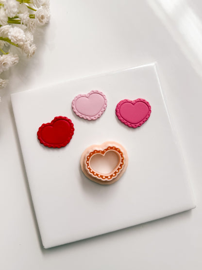 Scallop Heart Emboss No. 2 Clay Cutter | Scallop Heart Emboss No. 2 Polymer Clay Cutter for DIY Love Earrings Embossed Jewelry and Handmade Valentine's Accessories