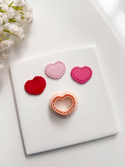 Scallop Heart Emboss No. 2 Clay Cutter | Scallop Heart Emboss No. 2 Polymer Clay Cutter for DIY Love Earrings Embossed Jewelry and Handmade Valentine's Accessories