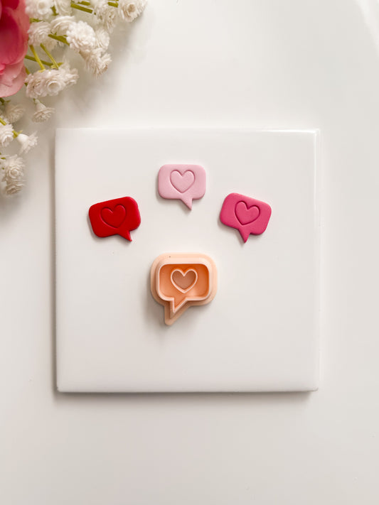 Heart Text Bubble Clay Cutter | Heart Text Bubble Polymer Clay Cutter for DIY Cute Earrings Text Message Jewelry and Handmade Love Accessories