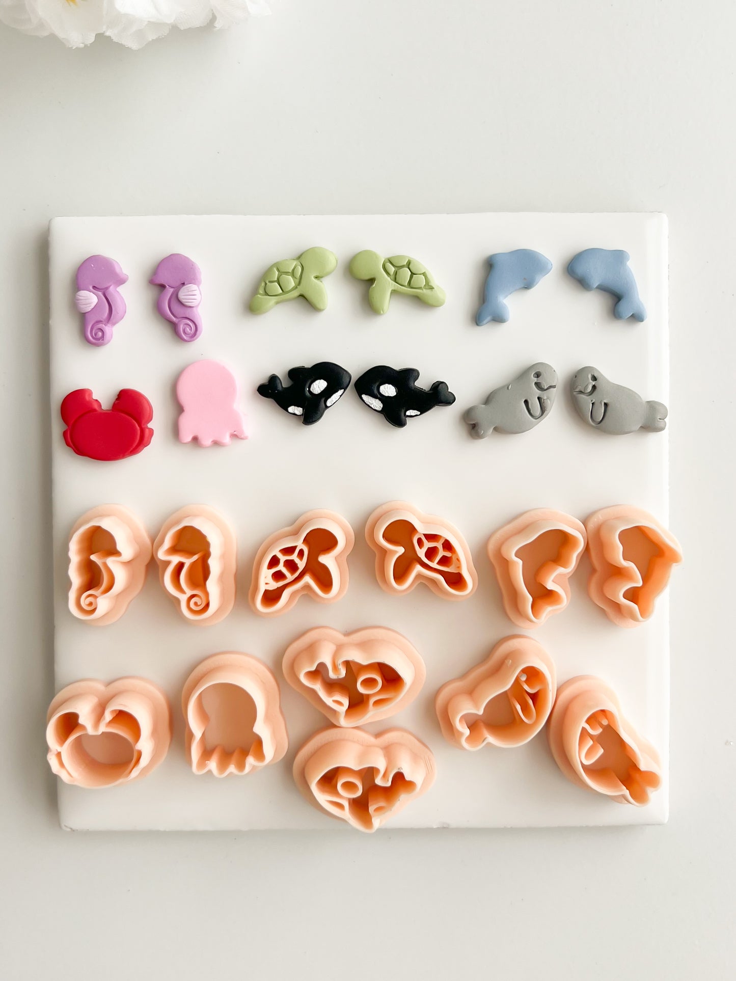 Sea Creature Stud Pack (7 Cutters) Clay Cutter | Sea Creature Stud Pack Polymer Clay Cutter Set for DIY Ocean Earrings Marine-Themed Jewelry and Handmade Coastal Accessories