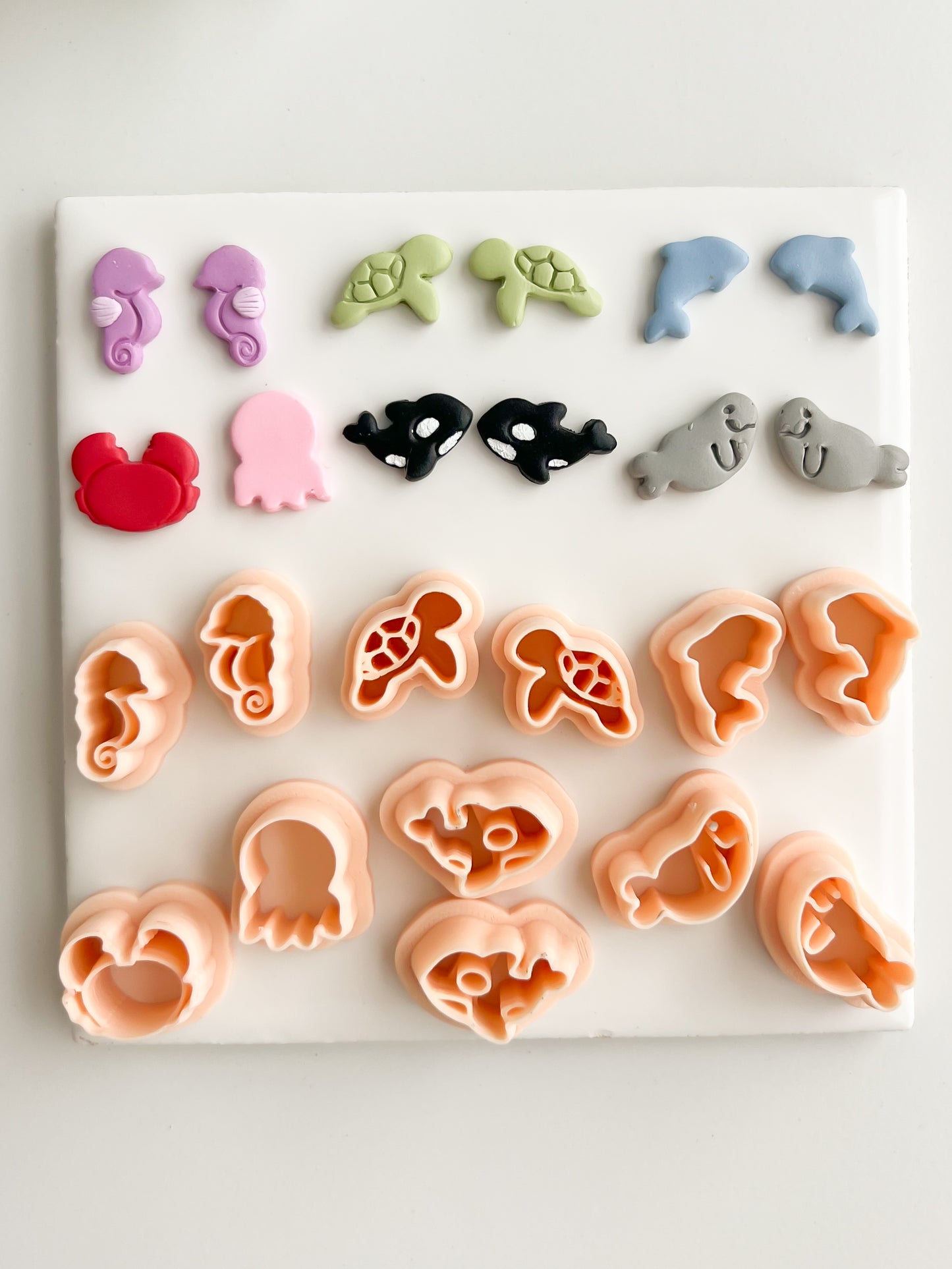 Sea Creature Stud Pack (7 Cutters) Clay Cutter | Sea Creature Stud Pack Polymer Clay Cutter Set for DIY Ocean Earrings Marine-Themed Jewelry and Handmade Coastal Accessories